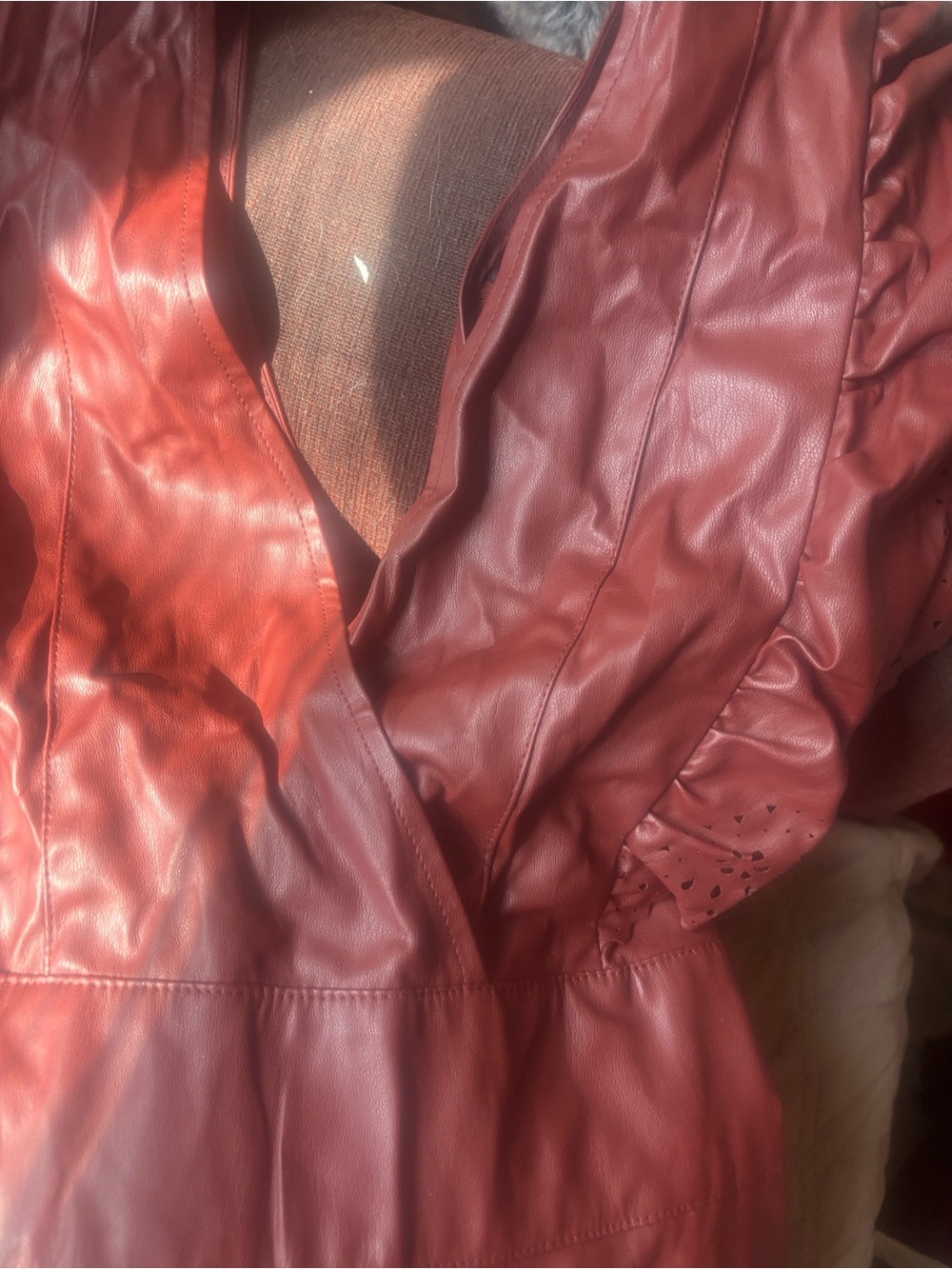 Zara Rust Red Faux Leather Midi Dress